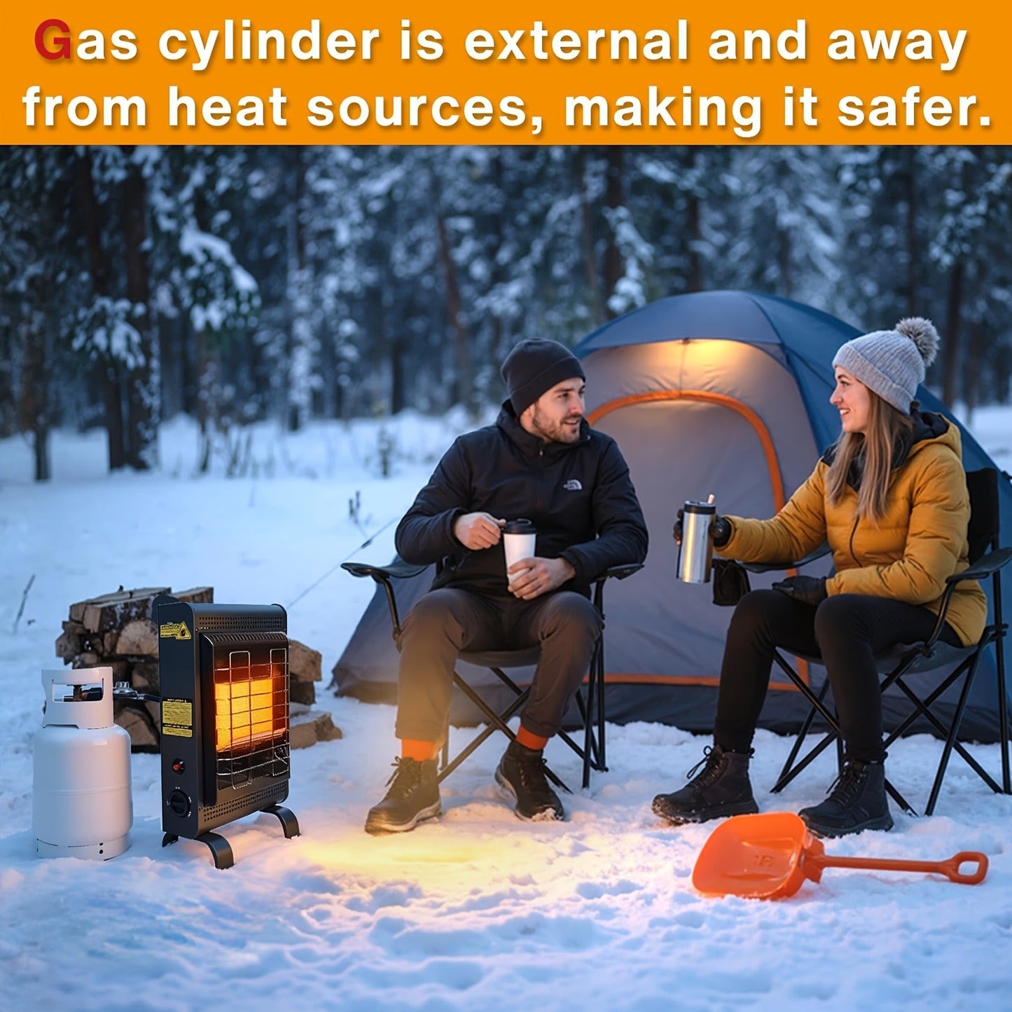 Black Cabinet Propane Heater with Three Heat Settings, Hose, Regulator and 24.4-Inch Pictured Height