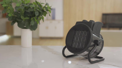 1500W Round Portable Space Heater with Two Top Controls, 90° Adjustable Stand and Remote Option