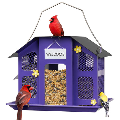 Metal Bird Feeder for Outside - 4 Lbs Large Capacity Hanging Wild Bird Feeder, for Garden, Yard and Pest Management