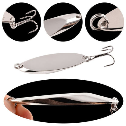 Fishing Lure Set 20-Piece Holographic Metal Casting Spoons in Five Weights with Gold, Silver or Rainbow Finish and Treble Hooks
