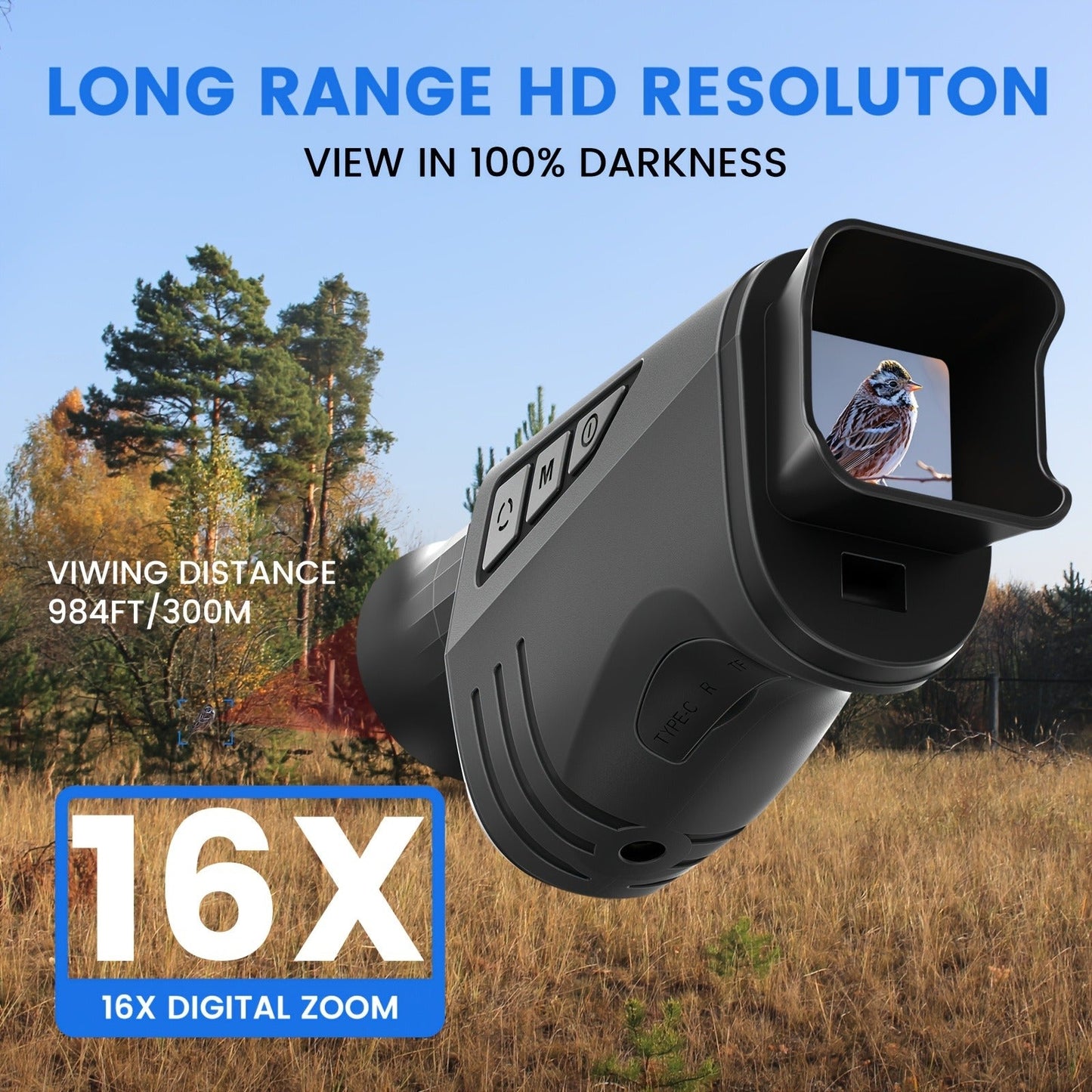 Night Vision Monocular 10x40 IR – 16x Digital Zoom, 32GB Card