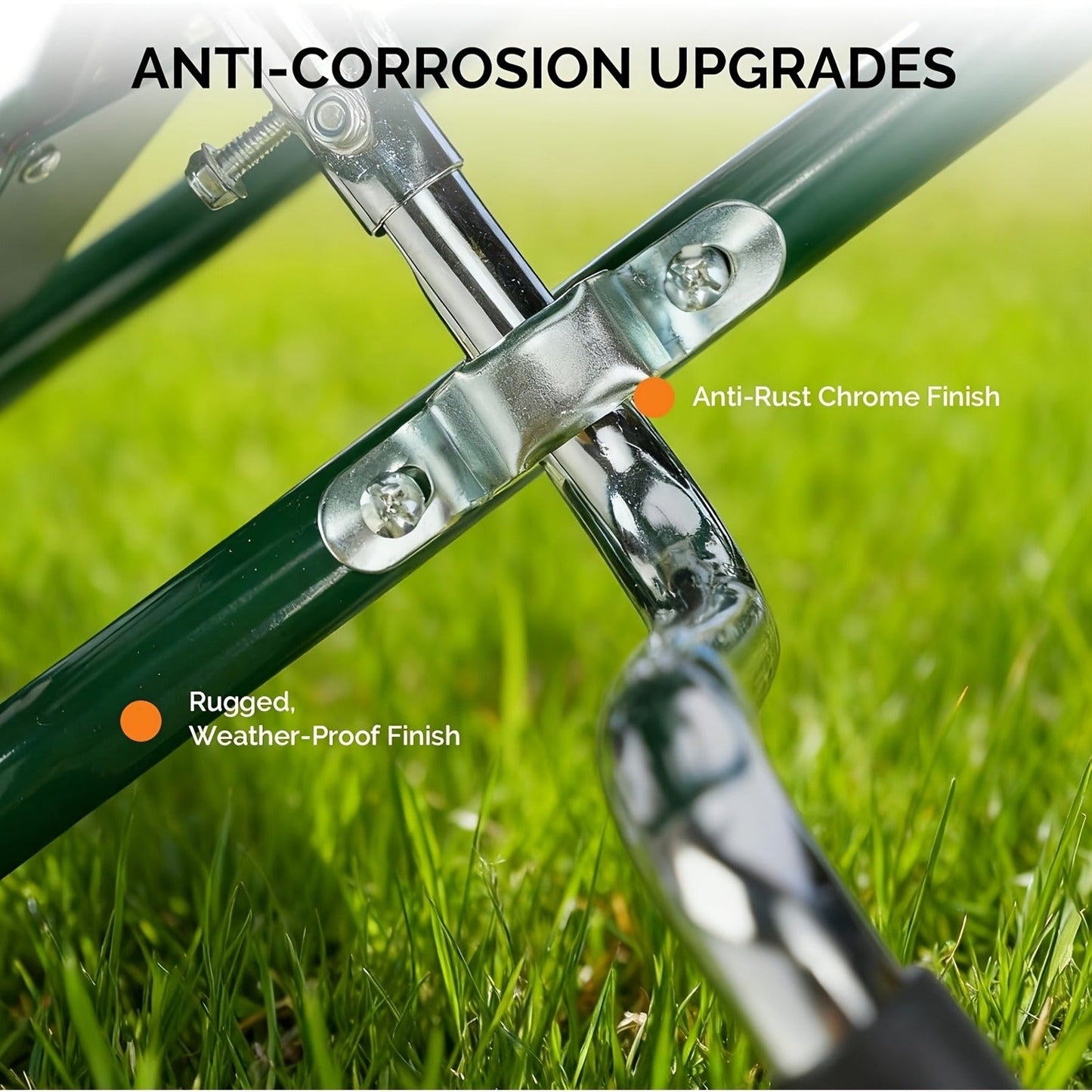 Four-Wheel Garden Hose Reel Cart in Green with Crank Handle, Storage Basket and Padded Push Grip