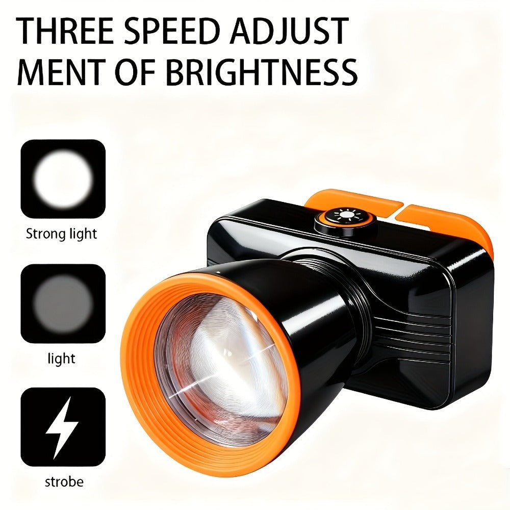 Rechargeable Spotlight Headlamp with Three Modes, Motion Sensor, USB Cable and Up to 8-Hour Label