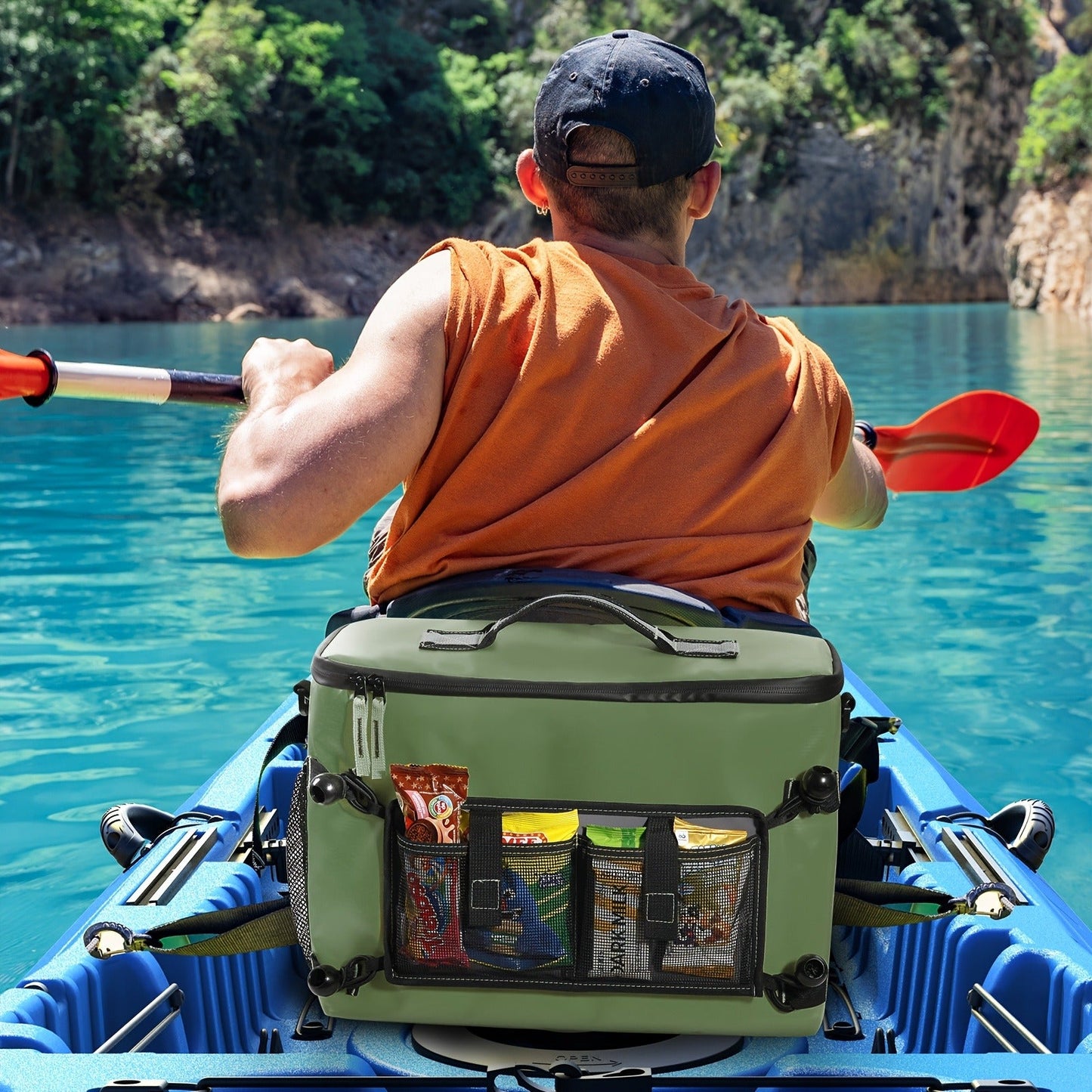 Kayak Cooler Bag with Lawn-Chair Style Seat Back – Insulated Portable Ice Chest for Kayaking, Boating, Beach, Camping & Travel, Adjustable Shoulder Strap, Keeps Drinks & Snacks Cold All Day
