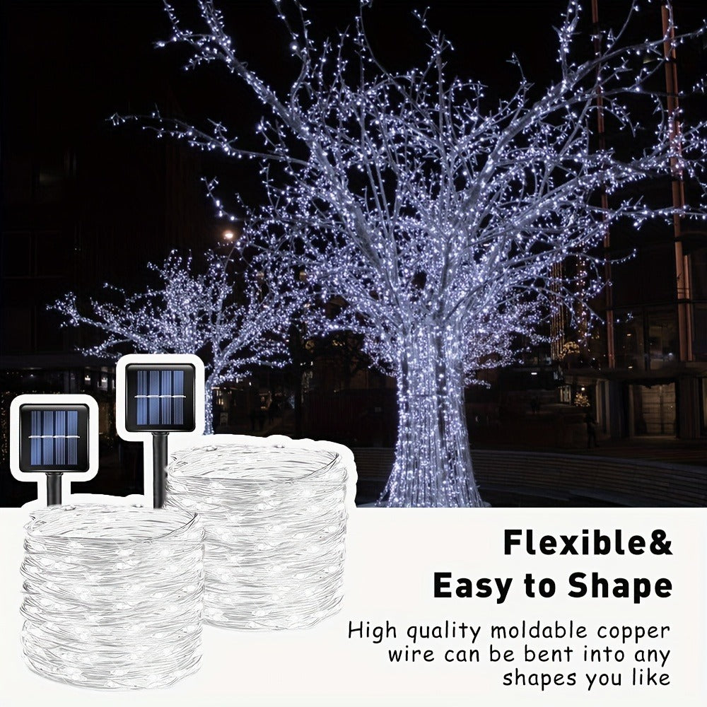 Solar String Lights Outdoor 2 Pack 104Ft 300LED IP65 Waterproof 8 Modes Fairy Lights for Garden Yard Patio Tree Christmas Wedding Party Decor