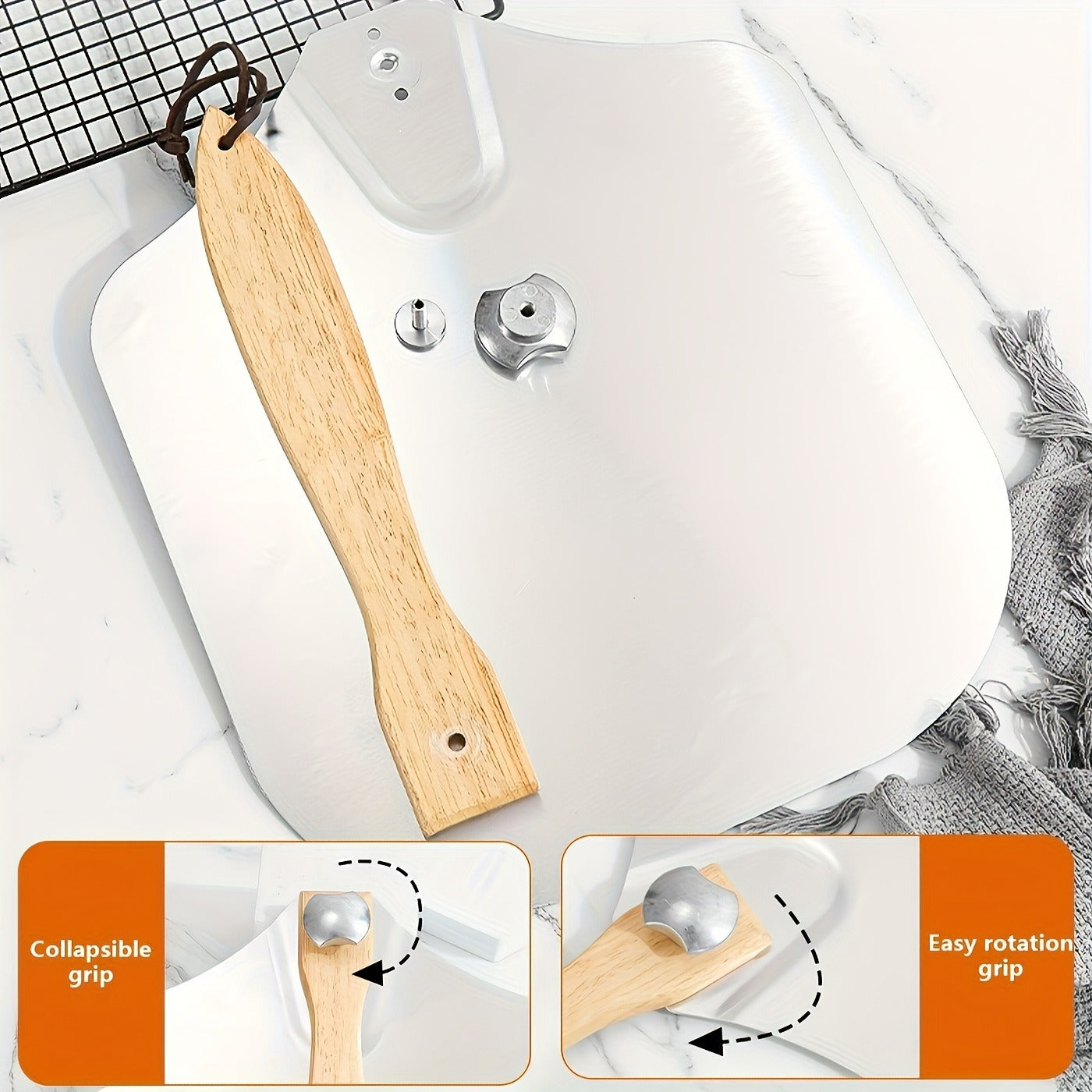 Seven-Piece Pizza Baking Set with Round Stone, Metal Peel, Rocker Cutter, Server, Brush and Gloves