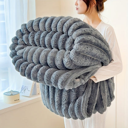 Channel-Textured Throw Blanket in Seven Colors and Four Displayed Size Options from 50 x 60 to 108 x 90 Inches