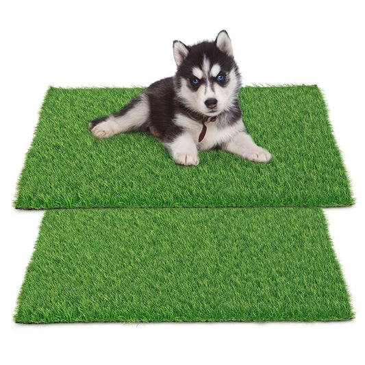 Dog Potty Training Grass Mat - 2 Pack Washable Artificial Turf Pad with Odor Control & Drainage, Reusable Indoor Outdoor Pet Pee Mat for Puppies & Adult Dogs