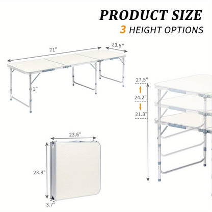 Outdoor Folding Picnic Table – Aluminum Alloy Rectangle Camping Table, Lightweight & Durable, Multi-Size 3ft/4ft for Patio, Backyard & Camping