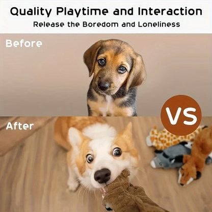 Dog Toys Squeaky Leather-Case Activity Set for Chew, Teething and Interactive Play Across Dog Sizes