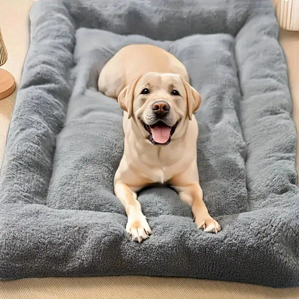 Rectangular Plush Dog Sofa Bed with Raised Bolsters, Gray L Checkout Option and Two-Surface Presentation