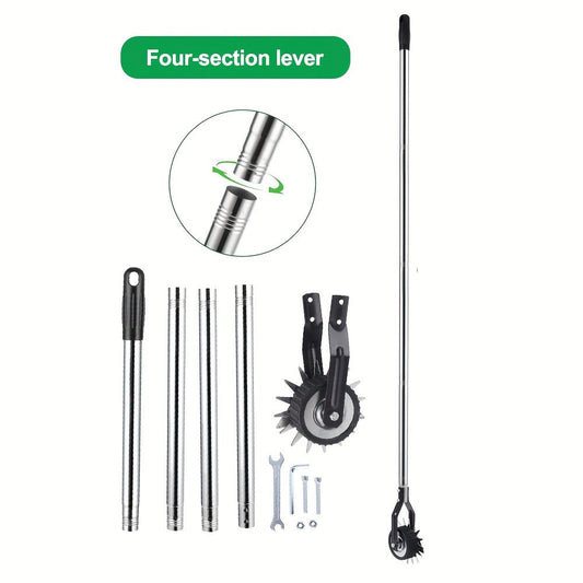 Wheeled Lawn Edger Manual Rotary Trimmer with 3/4-Section Stainless Steel Handle – Walk-Behind Grass Edger for Sidewalk, Driveway & Yard Weeding