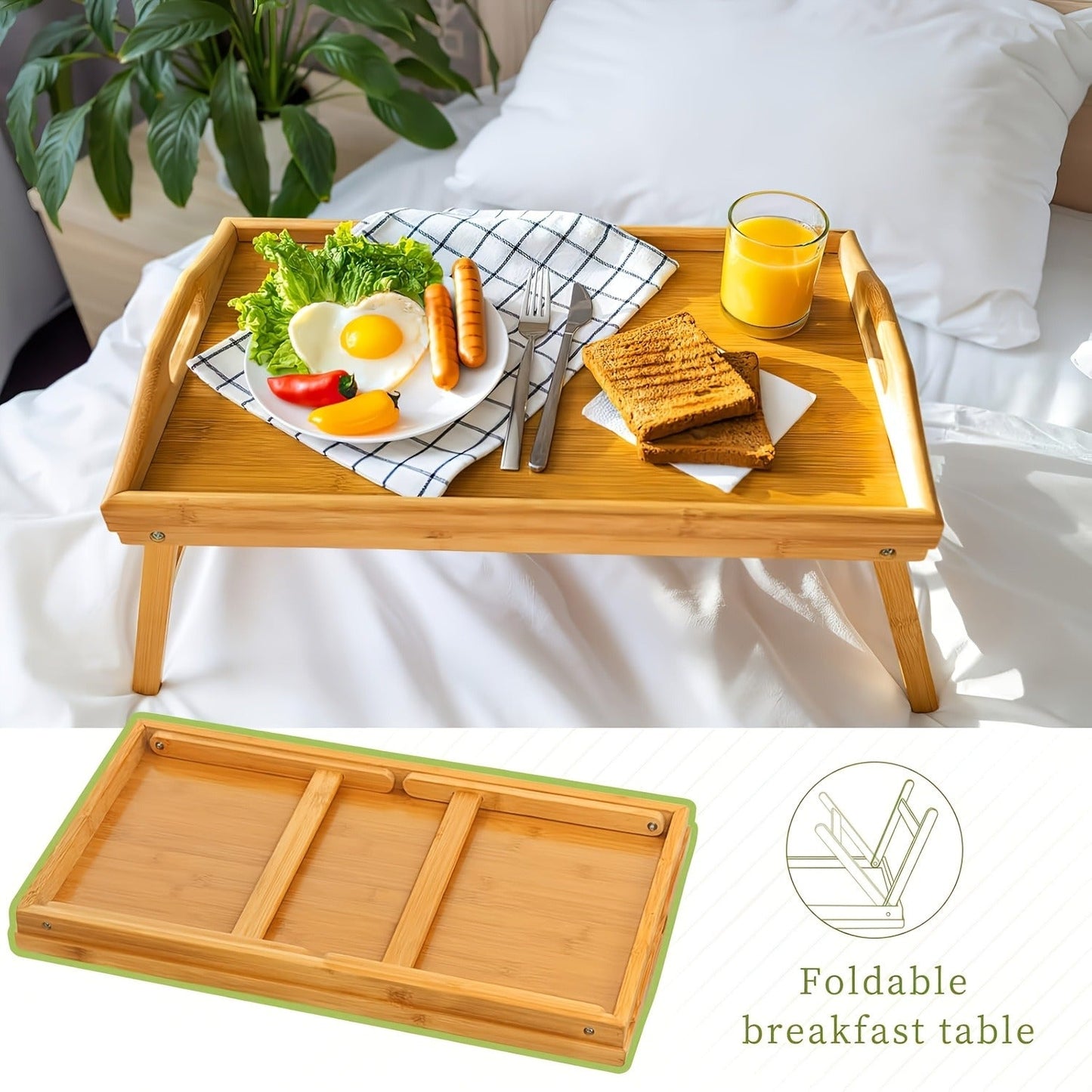 Folding Bed Tray with 19.5 x 12-Inch Surface, Carry Handles and One- or Two-Pack Color Options
