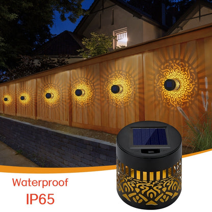Solar Garden Lights IP65 Mandala Metal Wall Lanterns with Pattern Projection in 1/2/4 Packs for Fence Decor