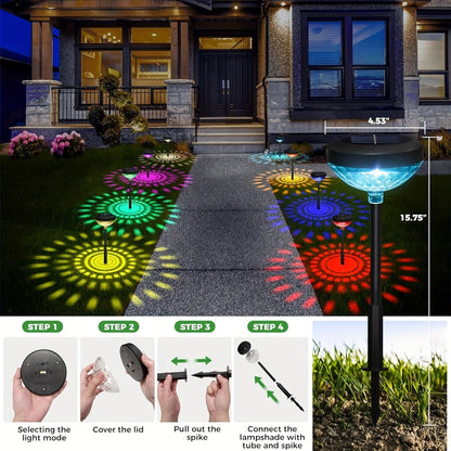 Solar Outdoor Lights 6 Pack - IP44 Waterproof LED Garden Lights with Smart Light Sensor, 2-in-1 Color & Warm White, Solar Powered Landscape Lights for Patio Yard Lawn Path Sidewalk Christmas Decor