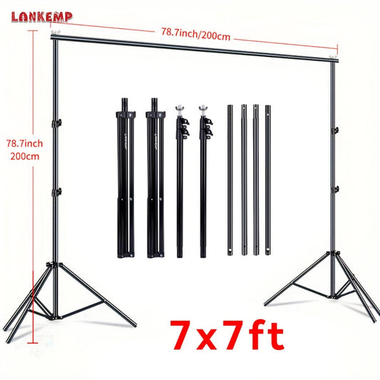 Backdrop Stand 7x7ft Adjustable Background Stand for Photography Photo Booth Party Projector Screen Streaming Portraits Photobooth Props