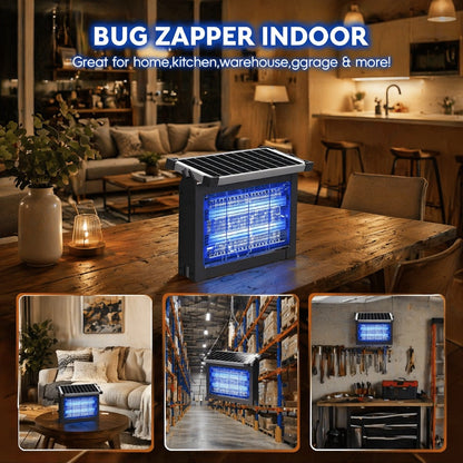 Solar Bug Zapper Pest Control Device with Adjustable Panel, Ground Stake, Wall Mount and USB-C Charging