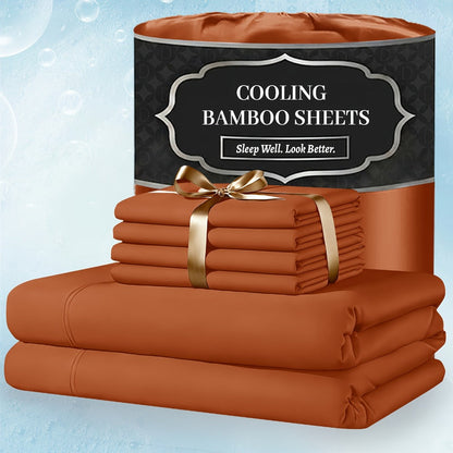 Bed Sheet Set 4-Piece Bamboo-Derived Fabric with Source-Listed Extra-Deep Pocket and Eighteen Colors