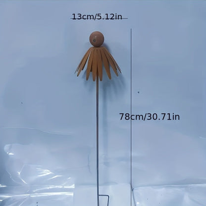 Rustic Iron Coneflower Garden Stake with 78 cm Stem, 13 cm Bloom and Ground Insert for Pots and Borders