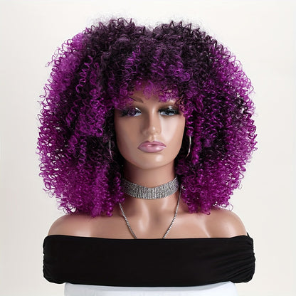 Synthetic Wig 16-Inch Kinky Curly Afro with Elastic Net Cap in 18 Color Options for Cosplay Looks