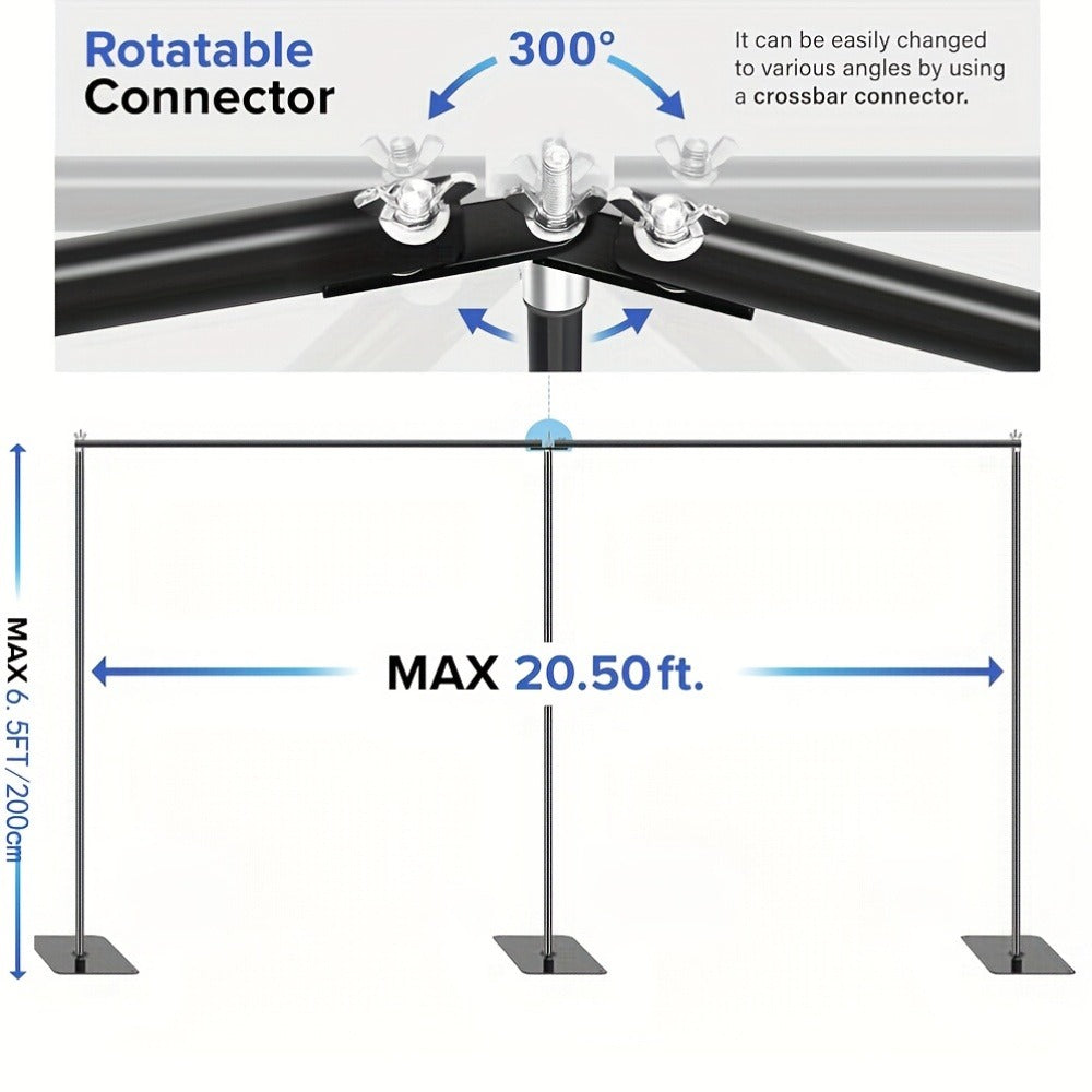 Wide Dual-Crossbar Photography Backdrop Stand with 19 x 6.5-Foot Selection, 300° Connector, Six Clamps and Three Weights