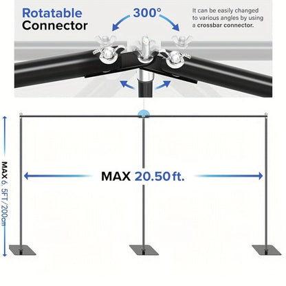 Wide Dual-Crossbar Photography Backdrop Stand with 19 x 6.5-Foot Selection, 300° Connector, Six Clamps and Three Weights