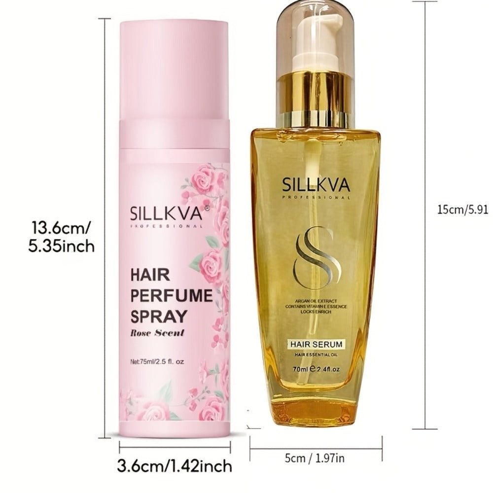 Argan Hair Oil and Rose Fragrance Spray Two-Piece Set with One- or Two-Set Checkout Options
