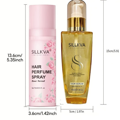 Argan Hair Oil and Rose Fragrance Spray Two-Piece Set with One- or Two-Set Checkout Options