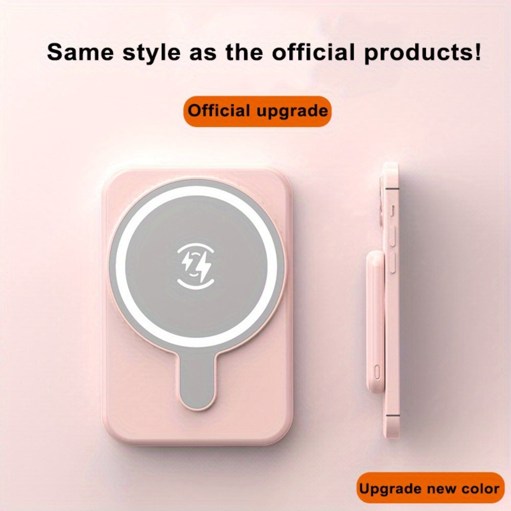 Slim Magnetic Wireless Power Bank in Black, Green, Pink, White or Purple with Included USB-C Cable