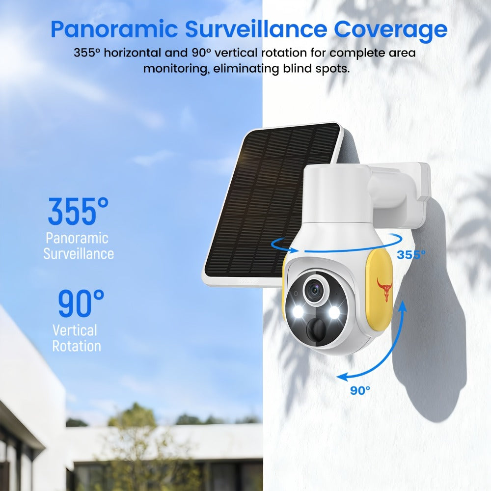 White 4G Solar Security Camera with 960P Label, PIR Motion Detection, Color Night Vision and Two-Way Audio