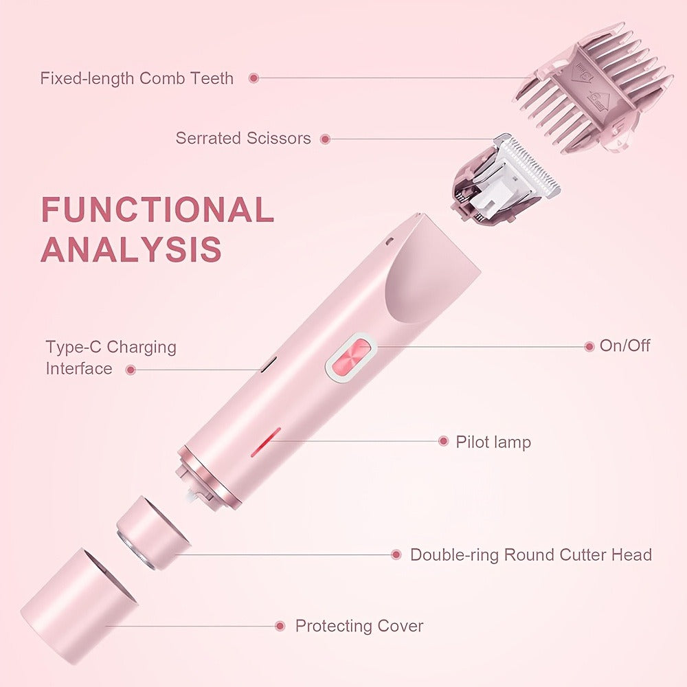 Slim Two-Ended Electric Body Trimmer with Comb Attachments in Blue, Pink or Purple Options