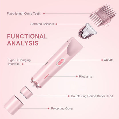 Slim Two-Ended Electric Body Trimmer with Comb Attachments in Blue, Pink or Purple Options