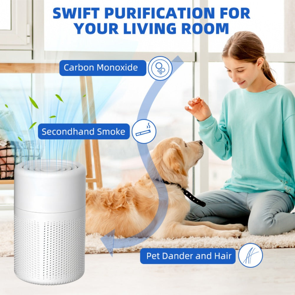 Air Purifier with Negative-Ion Function, Type-C Power, Blue Light, Aroma Box and 50 m3/h Airflow