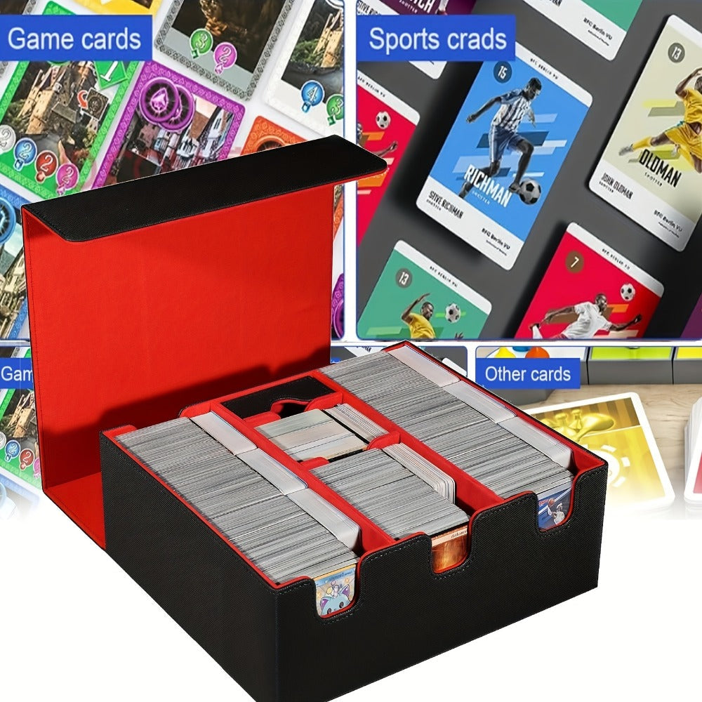Three-Row Trading Card Storage Box with Black-Purple or Black-Gray Interior and Source-Labeled 1500+ Capacity