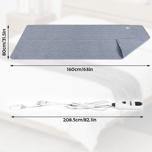 Extra Large Electric Heating Pad 63"x31.5" with Remote Control - 9 Adjustable Heat Levels, 4 Timer Settings, Quick Heating, Machine Washable, for Bed Massage Table Camping Sleeping Bag, Gray & Brown