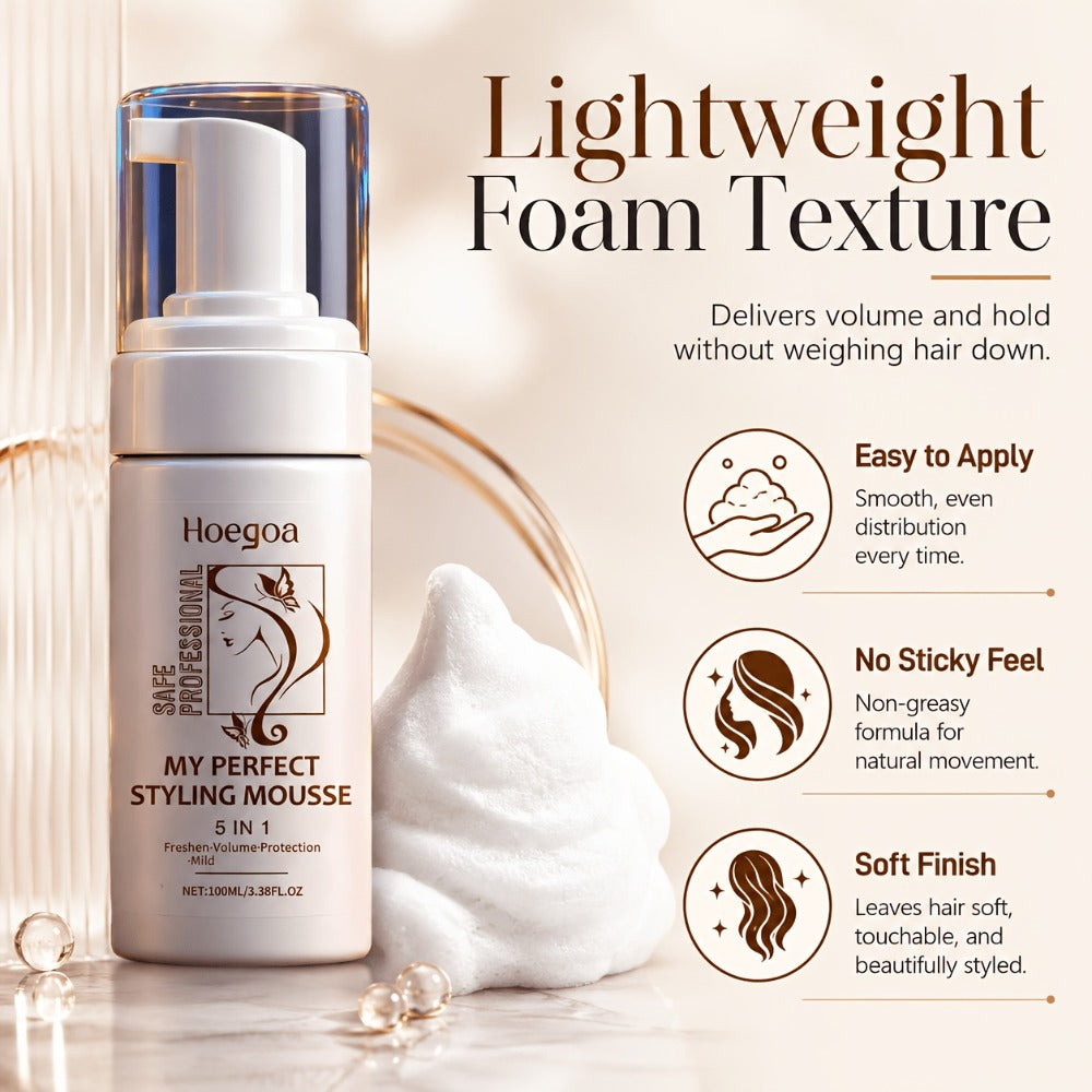 100 ml Hair Styling Mousse with Mint Extract and Hyaluronic Acid for Flexible Hold and Volume