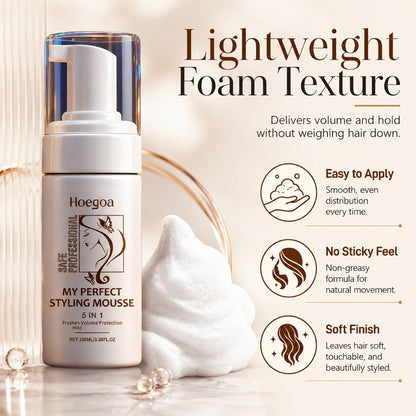 100 ml Hair Styling Mousse with Mint Extract and Hyaluronic Acid for Flexible Hold and Volume