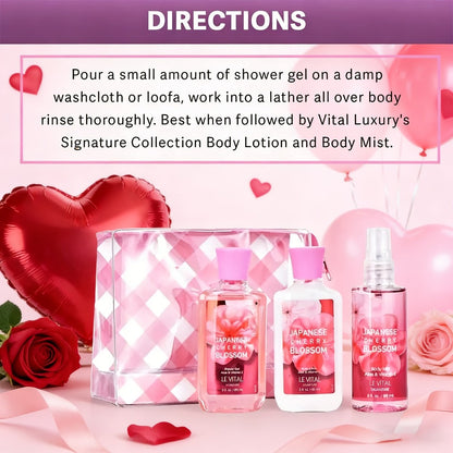 Three-Piece Vanilla Heaven Bath Set with 3 oz Shower Gel, Body Lotion, Body Mist and Clear Pouch