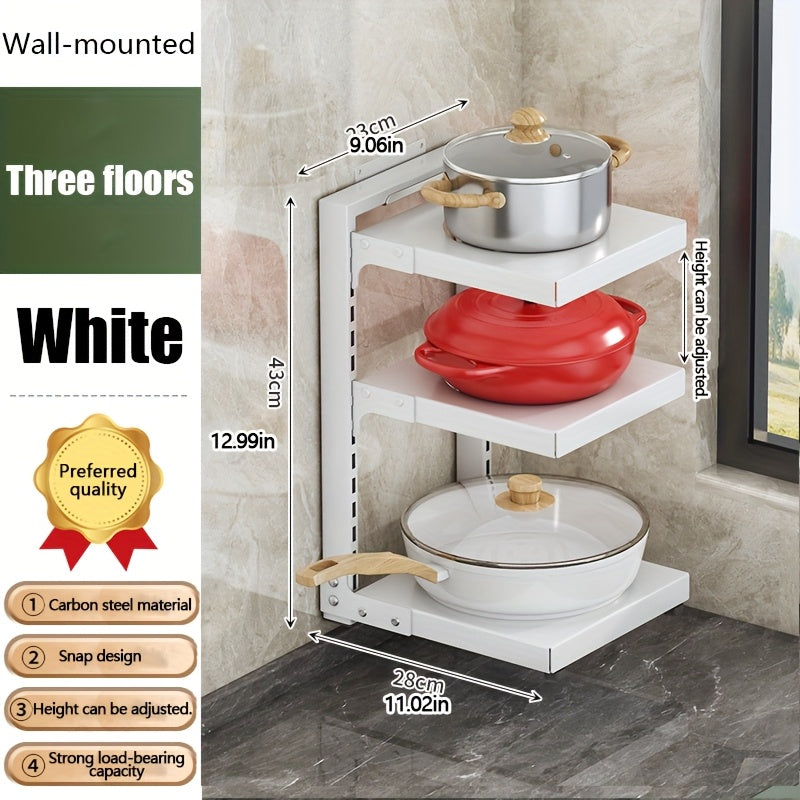 Multi-Tier Kitchen Storage Rack with Two-, Three-, Four- or Bilateral Seven-Shelf Layouts in Black, White or Gray