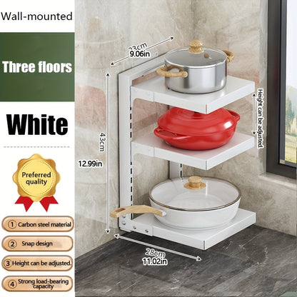 Multi-Tier Kitchen Storage Rack with Two-, Three-, Four- or Bilateral Seven-Shelf Layouts in Black, White or Gray