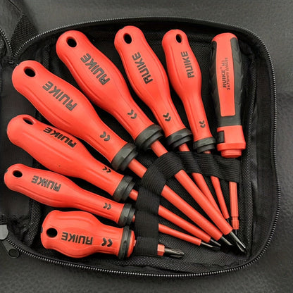 Eight-Piece Magnetic Tip Screwdriver Set with Four Slotted and Four Phillips Tools in Multiple Shaft Lengths