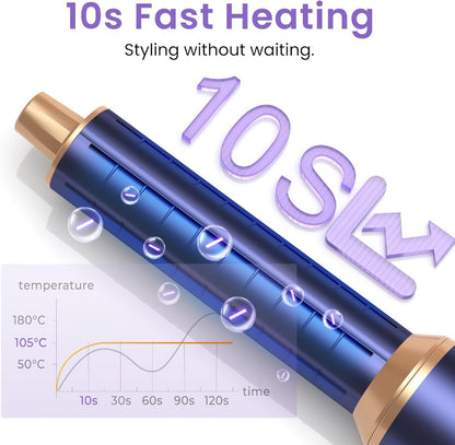 5-in-1 Hot Air Brush Hair Styling Tool with Three Temperature Settings and Five Attachments