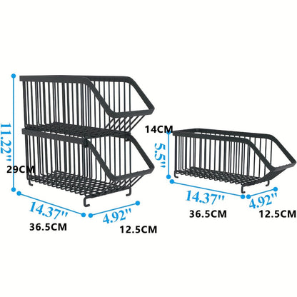 Soda Can Rack Kitchen Organizer 6-Piece Black Iron Stackable Set for Refrigerator, Pantry or Cabinet