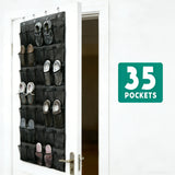 7-layer black 35-compartment storage bag with hook