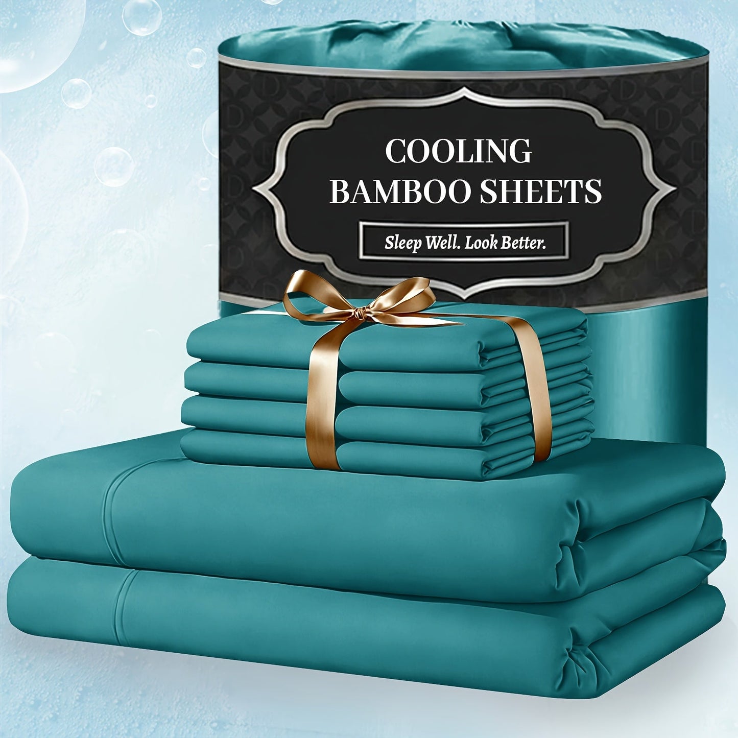 Bed Sheet Set 4-Piece Bamboo-Derived Fabric with Source-Listed Extra-Deep Pocket and Eighteen Colors