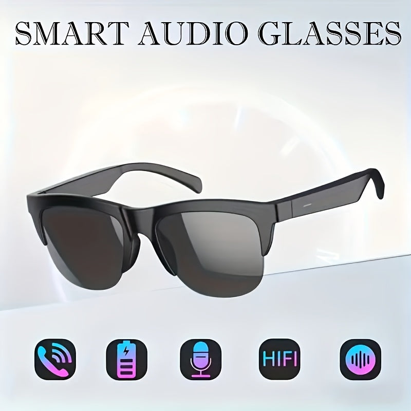 Smart Audio Glasses Wireless Bluetooth Open-Ear Speakers Built-In Mic Hands-Free Calls Music Rechargeable Outdoor Travel UV Protection Sunglasses