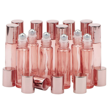 Essential Oil Roller Bottles 14 Pack 10ml – Refillable Glass Roll-On Perfume Containers with Stainless Steel Roller Balls, Opener & Funnel, Leak-Proof Travel Bottles for DIY Oils, Aromatherapy & Fragrance