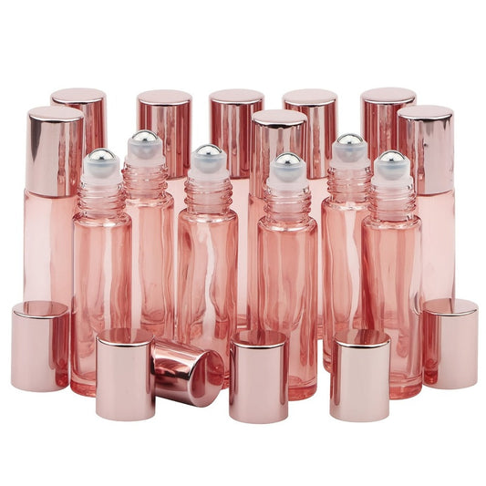 Essential Oil Roller Bottles 14 Pack 10ml – Refillable Glass Roll-On Perfume Containers with Stainless Steel Roller Balls, Opener & Funnel, Leak-Proof Travel Bottles for DIY Oils, Aromatherapy & Fragrance