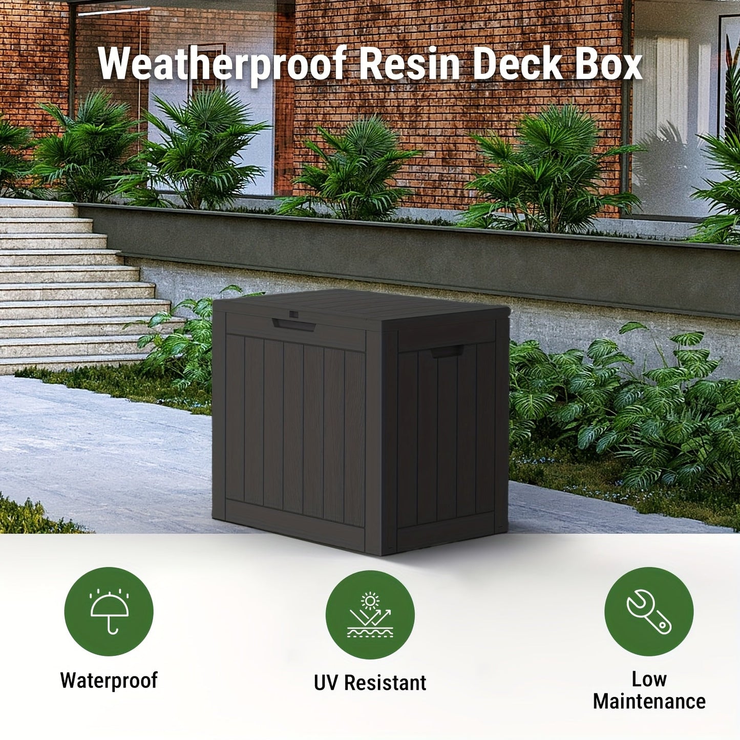 Deck Box Resin Heavy Duty 230LB Lockable | Patio Garden Pool Garage