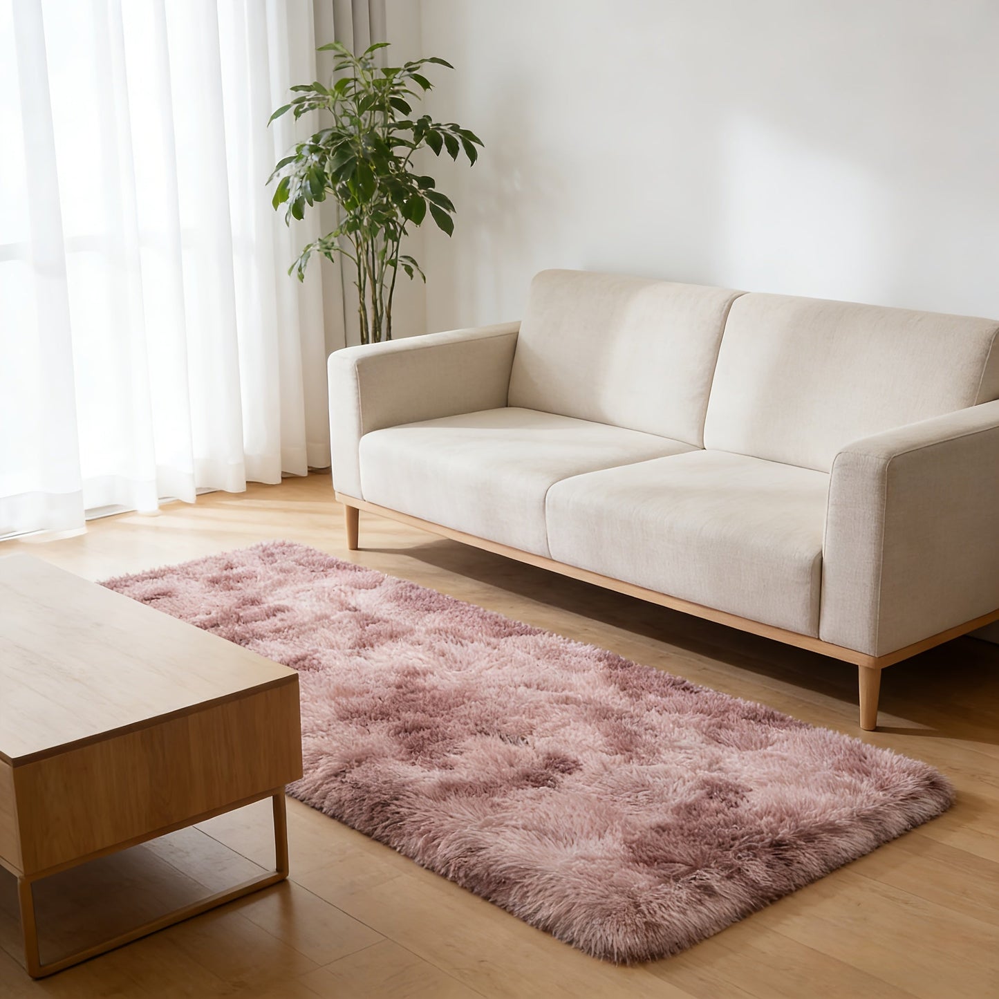 Area Rug Fluffy Tie-Dye Machine-Woven Mat at 1000 g/m² in Eight Colors and Three Indoor Sizes
